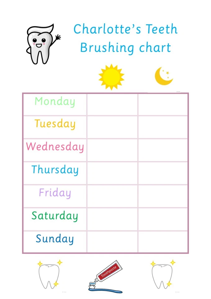 Personalisierte laminierte Zähneputzen Belohnungstabelle A4 abwischbare Ressourcen