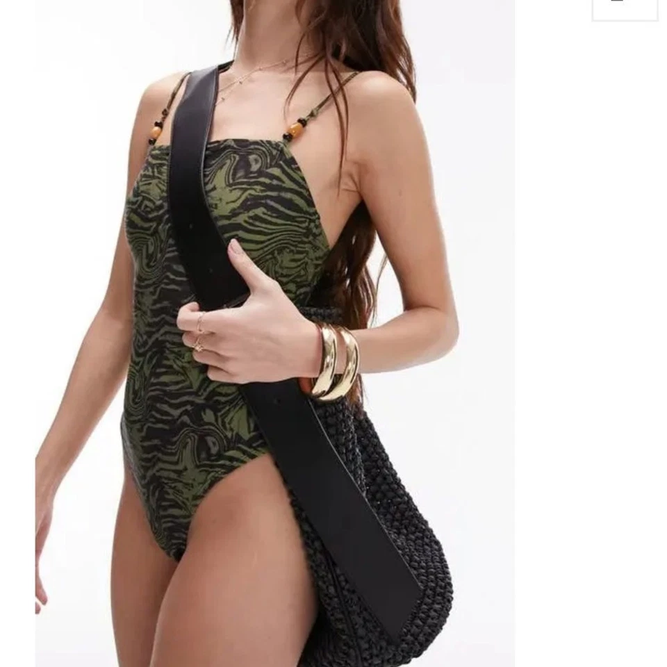 New TOPSHOP Bead Detail One-Piece Swimsuit Size 6 - Image 2 of 4