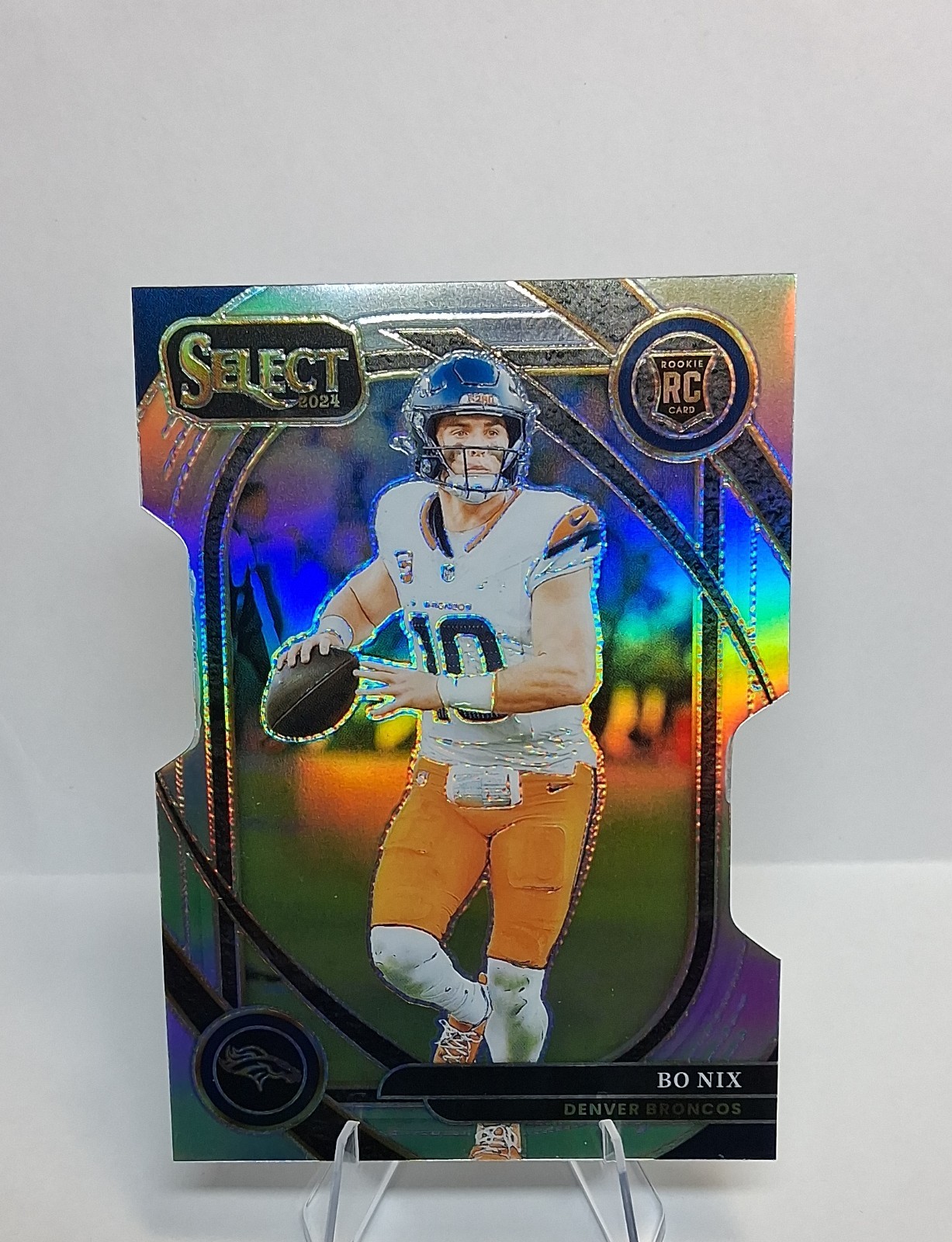 2024 Panini Select - Club Level Bo Nix #221 Silver Prizm Die-Cut (RC)