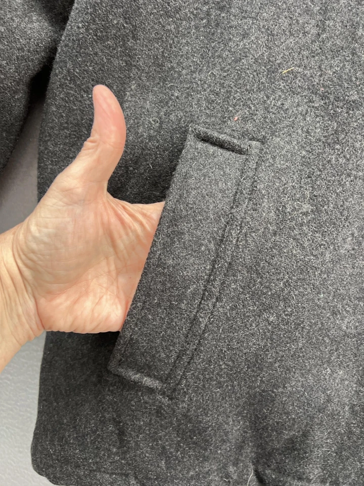 Vintage GAP Jacket Mens Large Charcoal Wool Blend Zip Up Quilted Lined Y2K 00s - Image 2 of 4