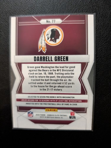 2025 Panini Elite Darrell Green #77 - Pink Parallel - Picture 2 of 2