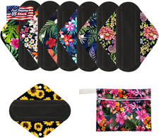 7Pcs/Set Reusable Menstrual Pads Including 1Pc Mini Wet Bag 6Pcs Bamboo Charcoa