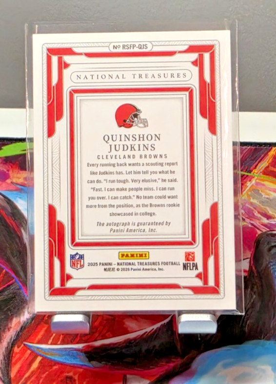 2025 NATIONAL TREASURES QUINSHON JUDKINS ROOKIE ON CARD AUTO 76/99 view 2