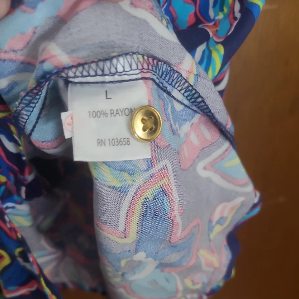 Juniper + Lime Floral Button Up Shirt Sz L | cap Sleeve - Image 3 of 4