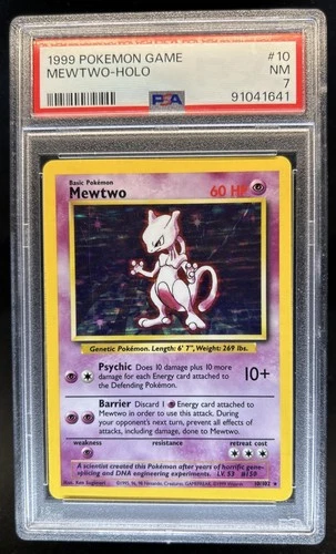 1999 Pokemon Unlimited Mewtwo Rare Holo #10/102 PSA 7