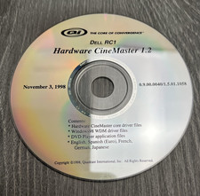 Vintage Dell RC1 CineMaster 1.2 Driver CD Windows 98 DVD Player 1998 Rare