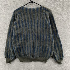 VINTAGE Grandpa Sweater Men Large Abstract Geometric Wool Blend Preppy 90s