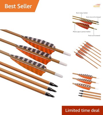 Precision 30'' Carbon Archery Arrows with Turkey Feather Fletching - 6 Pack