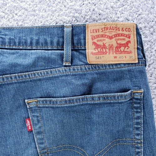 Levis 541 Jeans Men 40x30 Blue Athletic Fit Strech Denim Dark Faded American - Picture 9 of 10