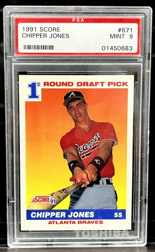 Baseball Card 1991 SCORE Chipper Jones Braves Rookie PSA Graded Mint 9 #a8