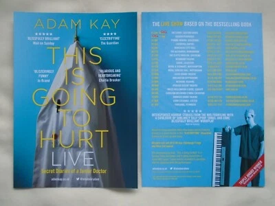 ADAM KAY Live theatre event This is Going to Hurt 2019 UK Tour Promo flyers x 2