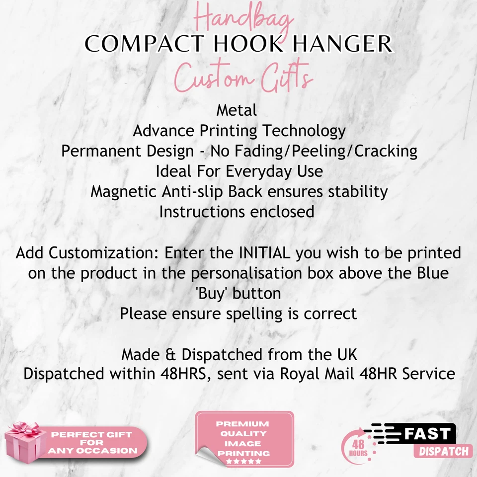 Borsa Personalizzata Pieghevole Borsetta Gancio Appendiabiti Borsa Iniziale NomeMonogramma Regalo - Immagine 2 di 2