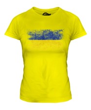 UKRAINE DISTRESSED FLAG LADIES T-SHIRT TOP UKRAINA FOOTBALL UKRAINIAN GIFT SHIRT