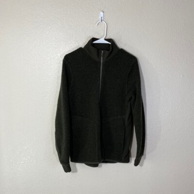 Lululemon Mens Green Tundra Trek Wool Blend Half Zip Sherpa Fleece Jacket Size S
