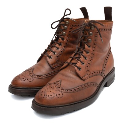 JOSEPH CHEANEY & SONS Derby Brogue Boot in Almond Grain Leather
