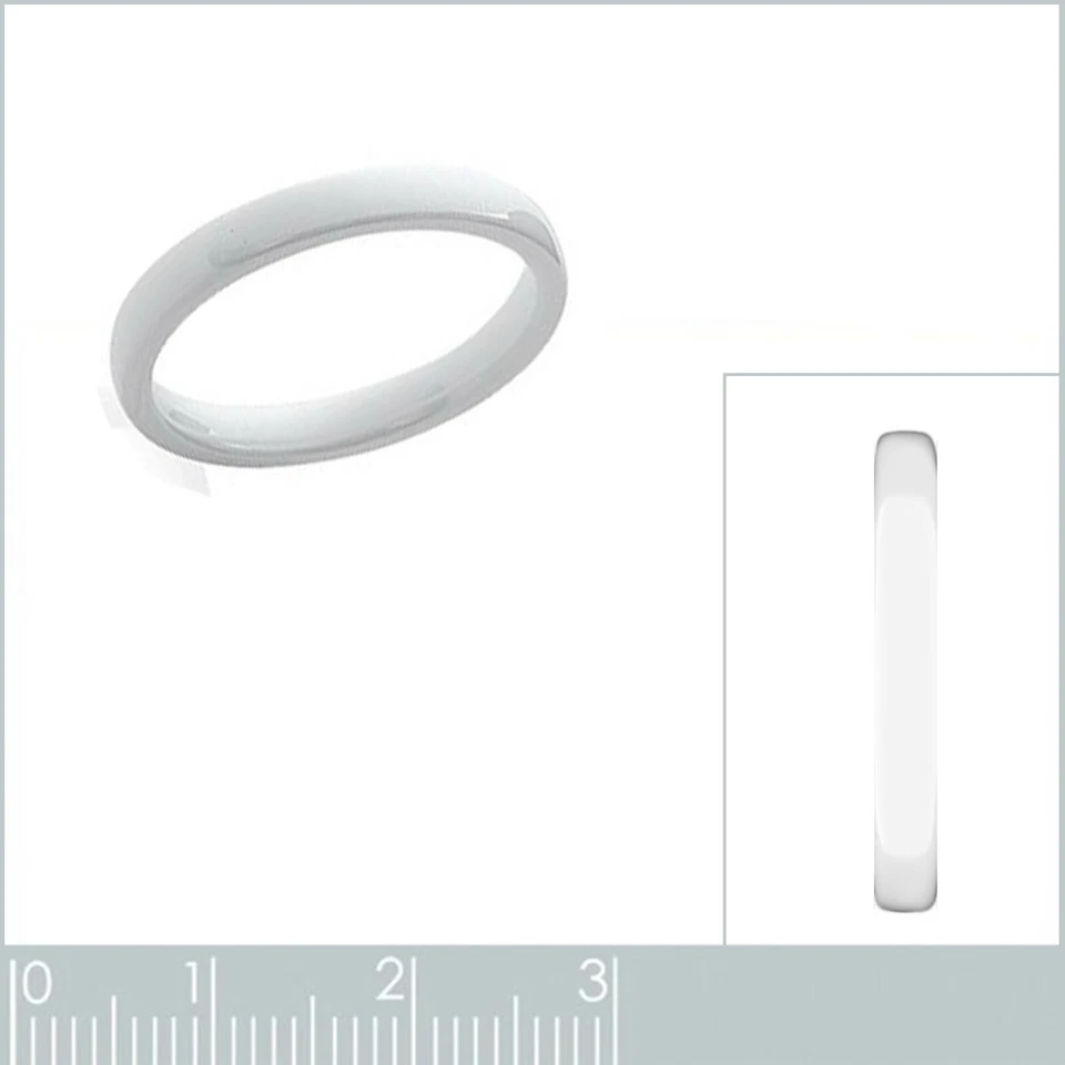 Bague anneau en Céramique blanche - Largeur 3mm - Taille au choix - Photo 2/4