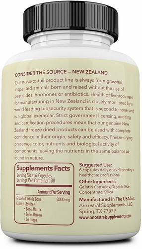 Ancestral Supplements Grass Fed Bone Marrow - 180 Capsules