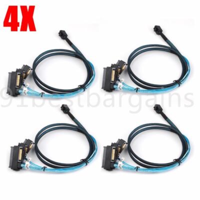 4Packs SAS SATA Cable SFF-8643 Internal Mini SAS HD to (4) 29pin SFF-8482