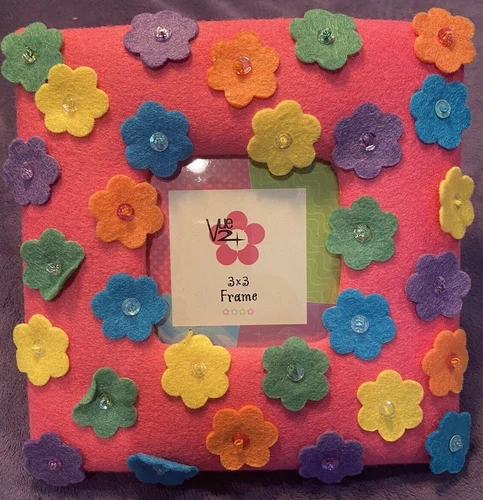 Pink Felt Multicolor Flowers Frame(s) , 3" X 3" , Photo 3" X 3" New (5 Avai.)