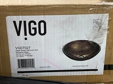 Vigo Bathroom Vessel Sink Amber Sunset 16-1/2" Diameter Glass VG07027