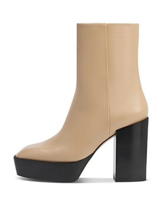 AEYDE Berlin Soft Calf Leather Heeled Boots Women's 39/8US Latte Square Toe