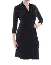 Karen Kane Cascade 3/4 Sleeve Wrap Black Dress, Women's SZ XS,NEW…