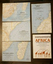 Collection of Five Vintage National Geographic Maps of Africa