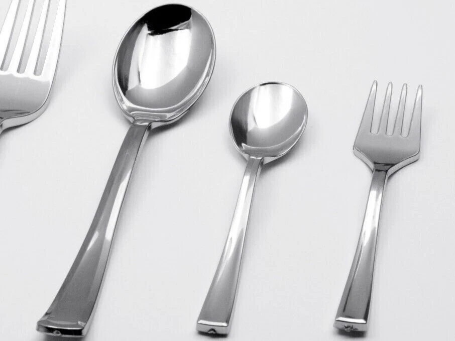 50 Stück Einwegbesteck EDELSTAHLFARBEN wählen Löffel Kaffeelöffel Kuchengabel