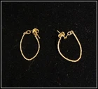 Vintage Gold Tone Chain Hoop Pierced Earring Costume Jewelry #A2058