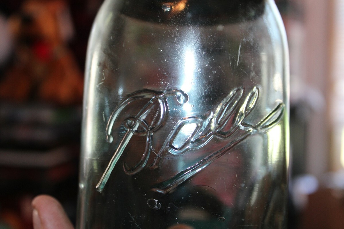Antique 1 qt, Blue Ball Triple L Mason Jar,DEFECT, MASON is Missin