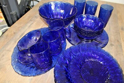 Avon Royal Sapphire Cobalt Blue Glass Plates Vintage Avon Royal