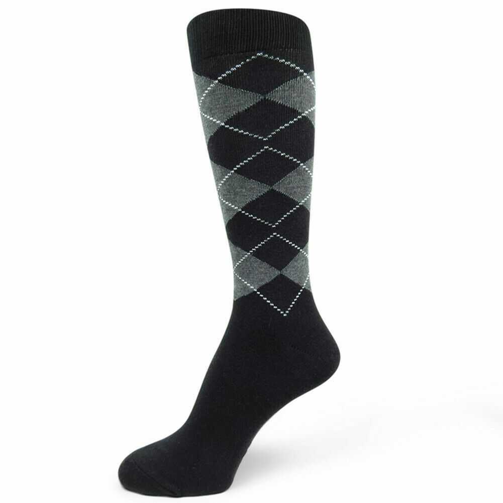 Black with Charcoal Dark Gray Men's Argyle Dress Socks For Wedding MA077 |  eBay