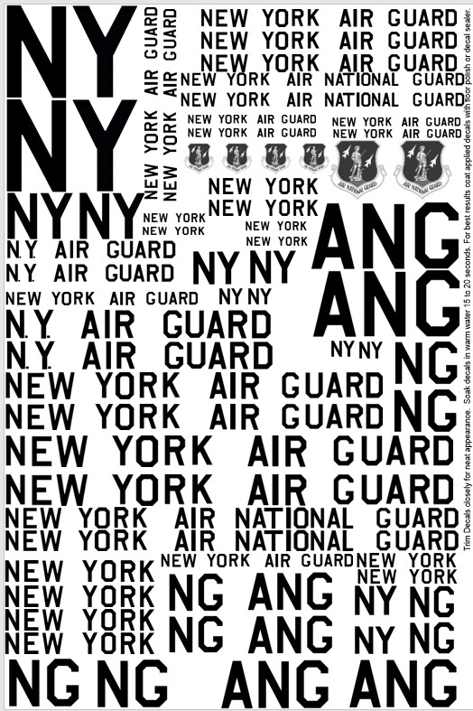 New York Air National Guard Decals 1/32 1/48 1/72 F-16 F-86 P-51 C-130 F-4  ANG
