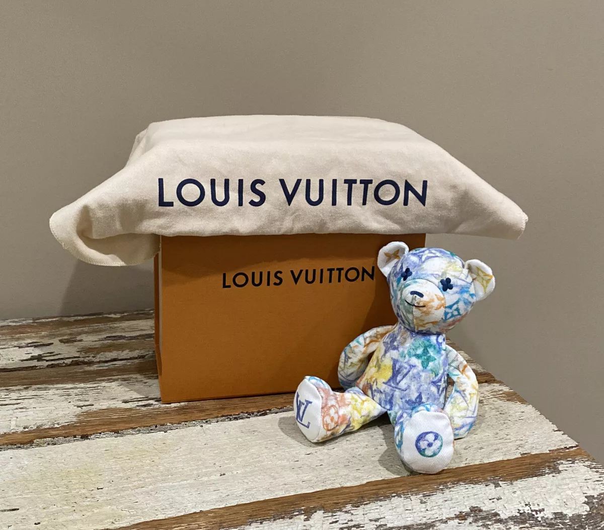 New Louis Vuitton For UNICEF DouDou Mini Teddy Bear Watercolors Print W/ Box