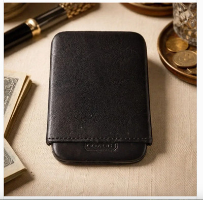 Vintage Unisex Coach Hard Case 2 Piece Leather Business Card Credit Card Holder