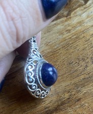 Sterling Silver Lapis Lazuli Regal Pendant Retro Vintage Gift Jewellery Ladies