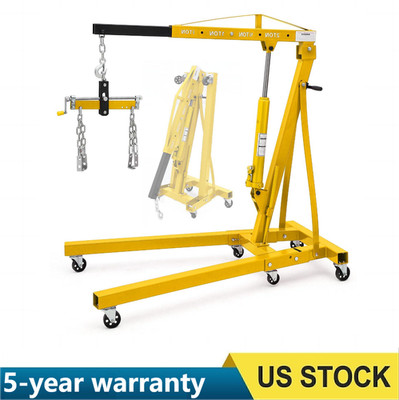 2 Ton Folding Engine Hoist with Lever Cherry Picker Shop Crane Hoist Lift 4400lb