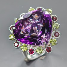 Jewellery 16 ct Natural Amethyst Ring 925 Sterling Silver Size 7 /R439411