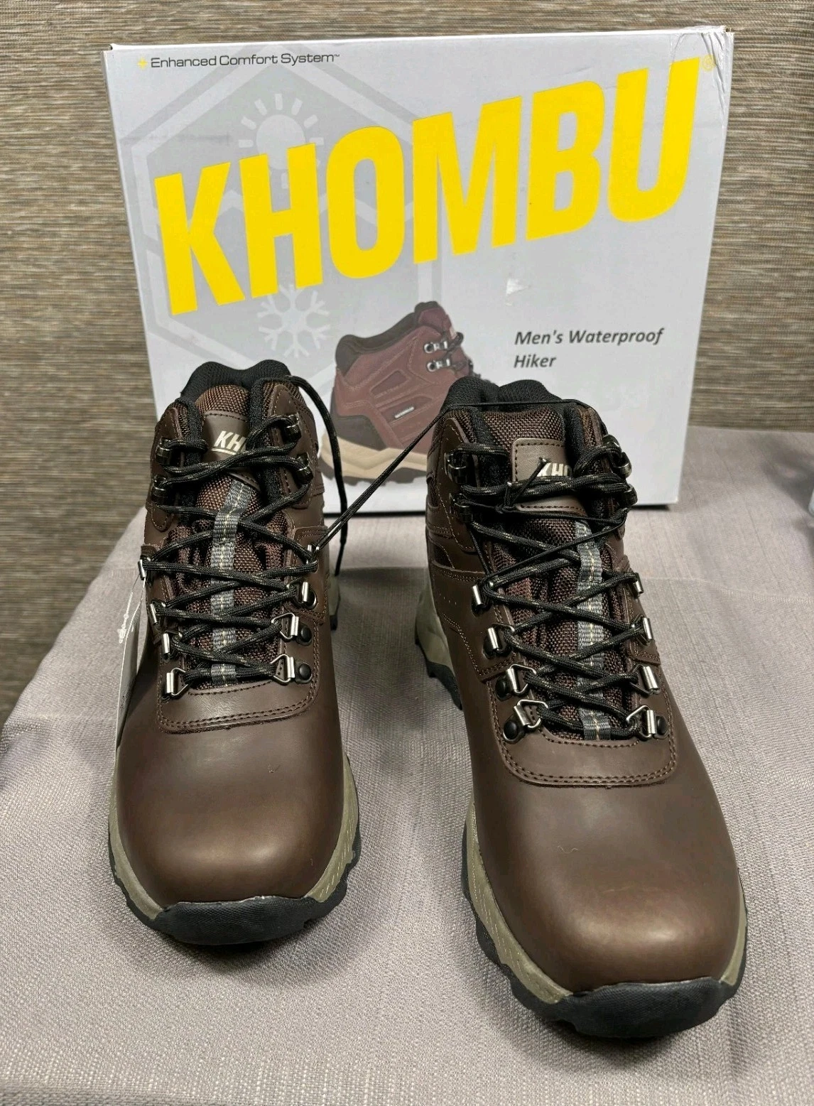 Khombu Kenny Waterproof Hiking Boot Men's Size 9 Brown Memory Foam NEW