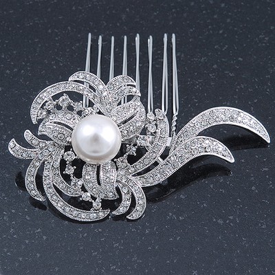 Braut/Hochzeit/Abschlussball/Party rhodiniert klar Diamant, Glasperle