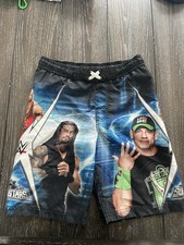 WWE Wrestling Swim Trunks Boys Medium Size 8 Board Shorts Cena Roman Reigns