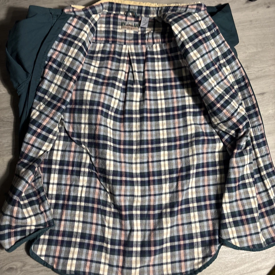 Vintage EMS Flannel Lined Shirt Jacket XL Green Corduroy Collar - Image 2 of 4