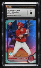 2022 Bowman 1st Edition Sky Blue Foil Edgar Quero #BPPF-123 CSG 9 Mint 1c0s