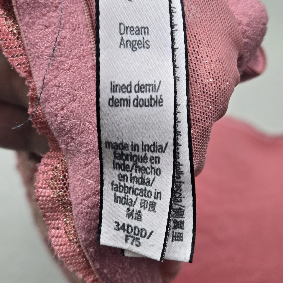 Victoria's Secret 女式文胸 34DDD 粉红色花卉梦想天使阳台 — 第 3/4 张图片