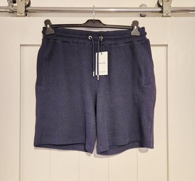 Neu mit Etikett Herren Designer RIESS Small OE Pavel strukturierte Baumwolle marineblau Shorts