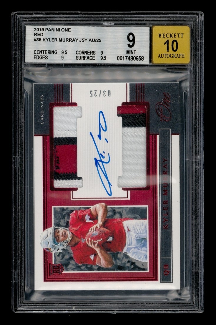 Kyler Murray Panini One #35 Dual Patch Autograph-Red
