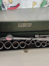 Vintage S-K 21pc 1/2” Drive Socket Set w/ Ratchet, Extension & Box USA