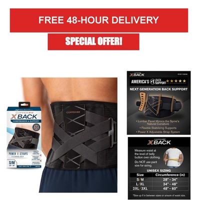 Copper Fit X-Back Brace for Lower Back Pain - Adjustable Lumbar Support