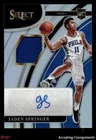 2021-22 Select Rookie Jersey Autographs Jaden Springer RC AUTO 011/199 76ers