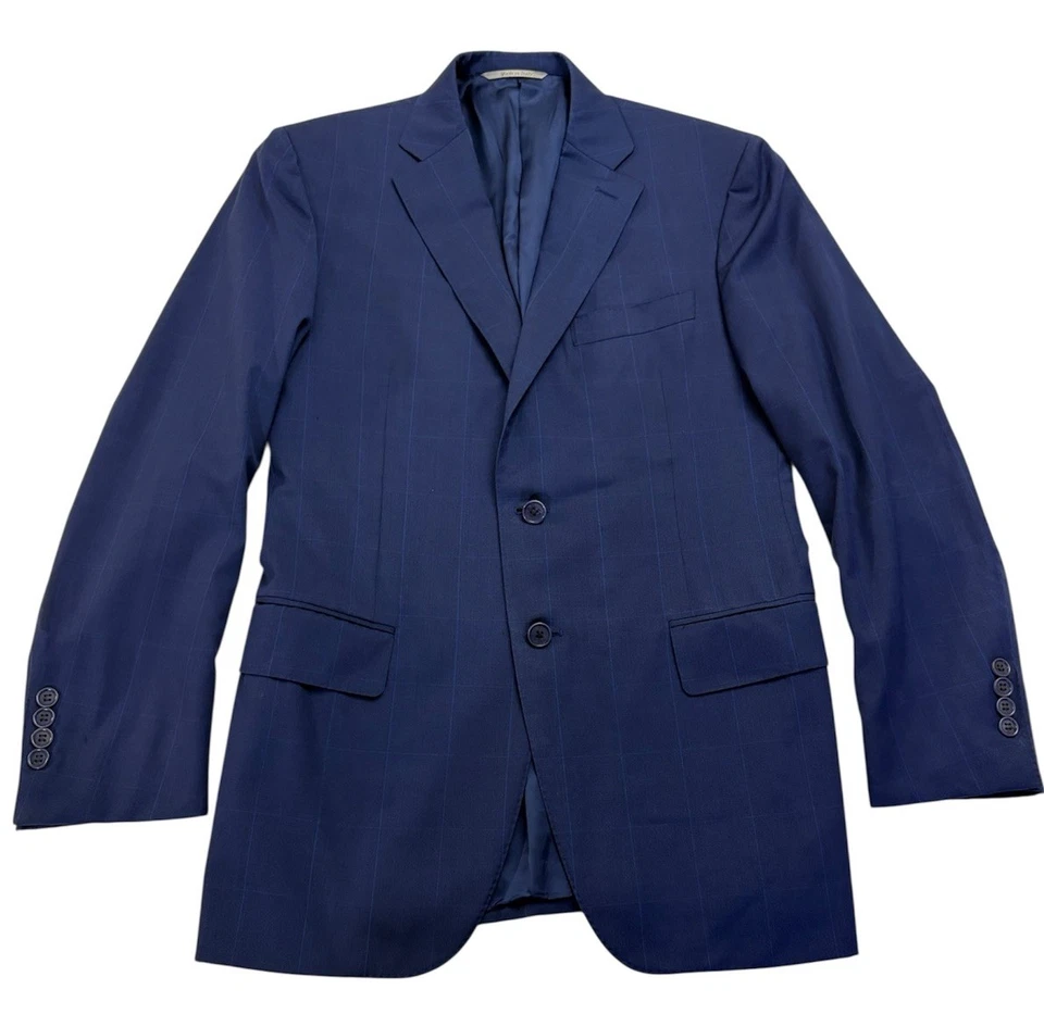 CANALI 1934 Mens Sport Coat Modern Blue Check Dual Vent US 36R  READ DESCRIPTION - Image 2 of 4